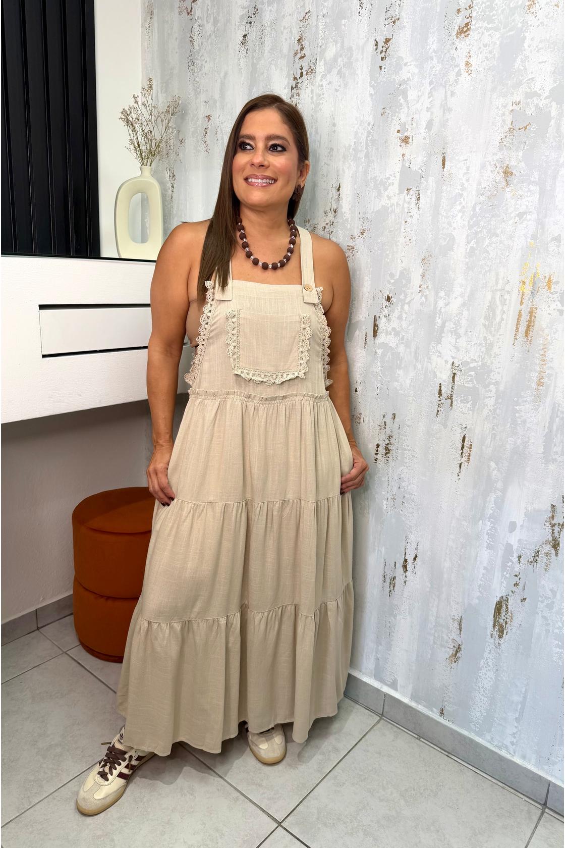 Boho Lace Tiered Maxi Overall